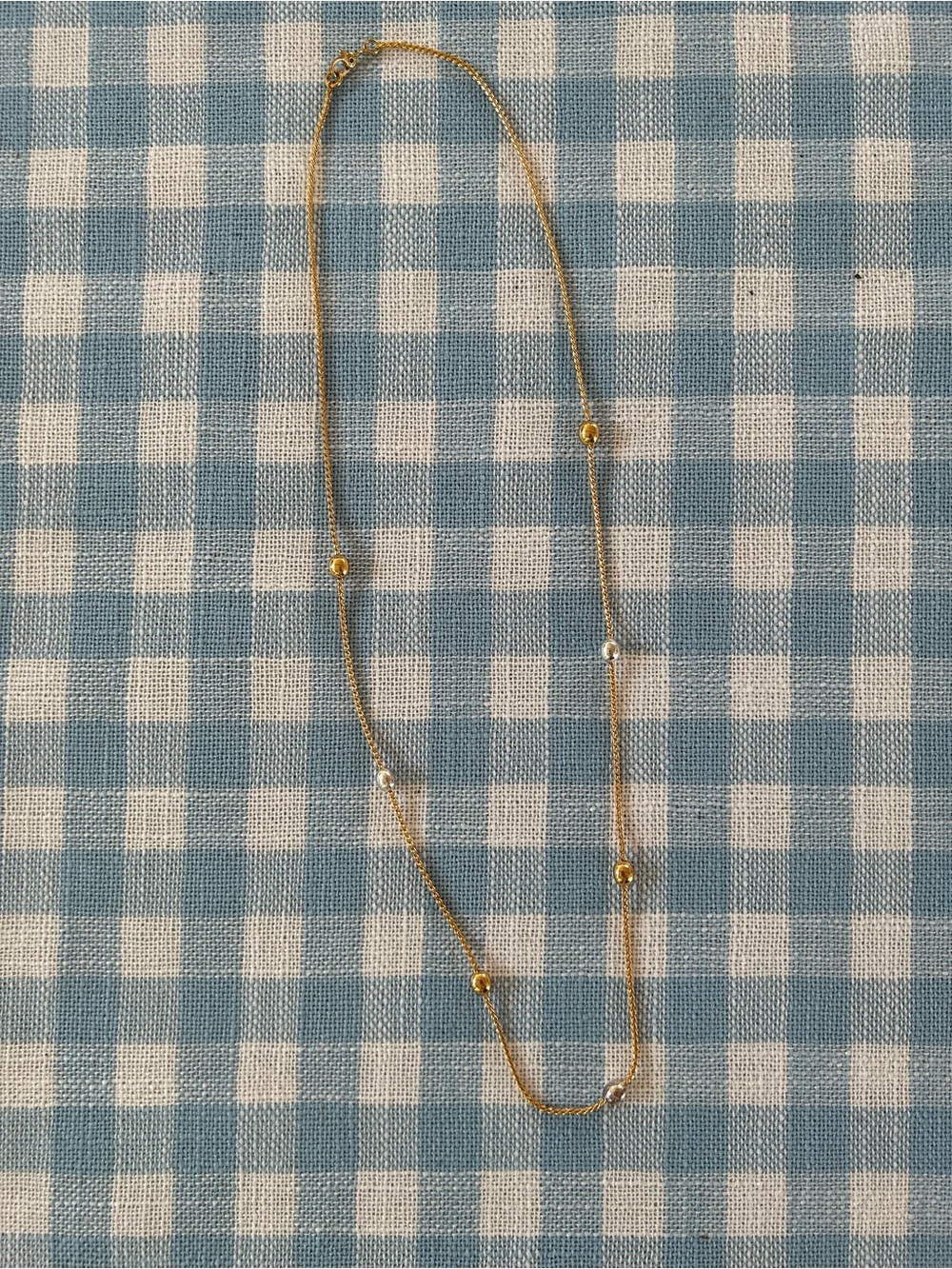 Vintage Monet patent pending Gold plated Bead Station Necklace - Women Jewelry